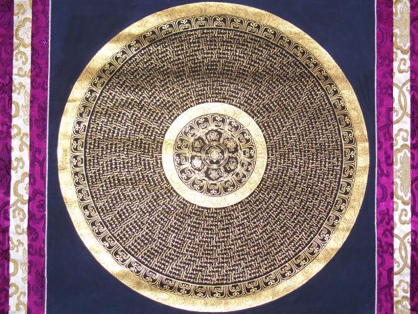 OM MANDALA THANGKA MIT TIBETISCHEN GLÜCKSSYMBOLEN