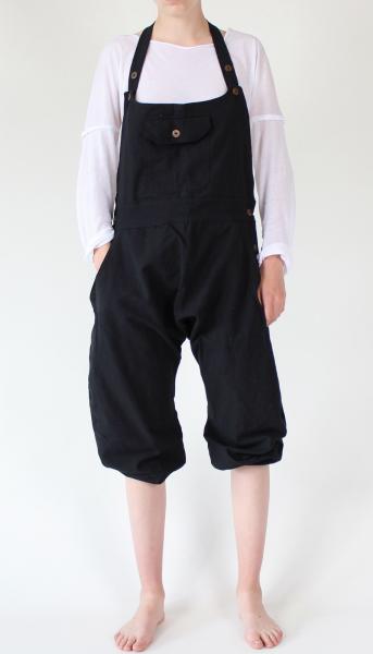SCHWARZE KURZE KNIELANGE ALADIN LATZHOSE 100% BAUMWOLLE Gr.L