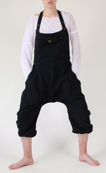 SCHWARZE KURZE KNIELANGE ALADIN LATZHOSE 100% BAUMWOLLE Gr.L