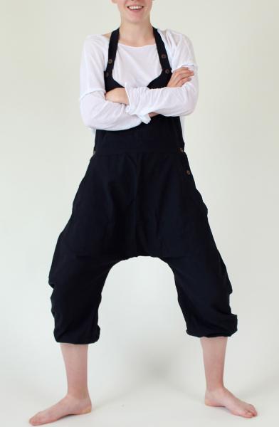 SCHWARZE KURZE KNIELANGE ALADIN LATZHOSE 100% BAUMWOLLE Gr.L