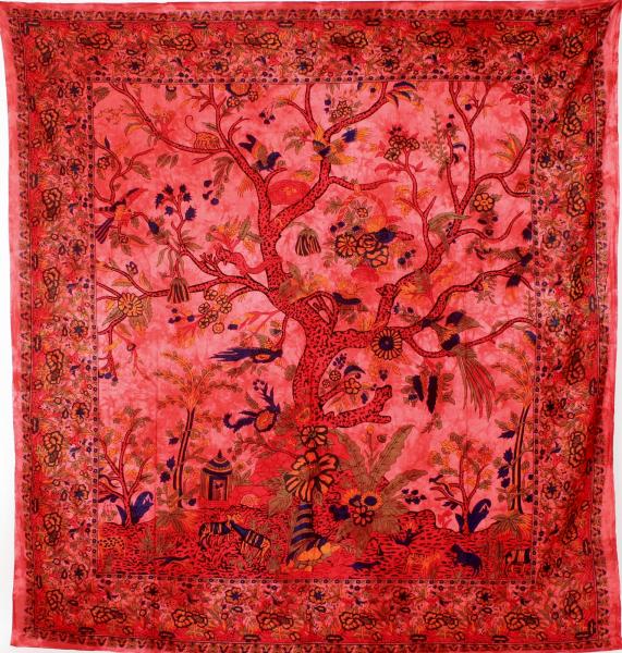 ROTER TREE OF LIFE / LEBENSBAUM ÜBERWURF 200CM X 225CM