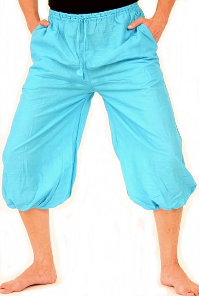 KURZE TÜRKISFARBENE BALLONHOSE MIT TASCHEN /EINHEITSGRÖßE
