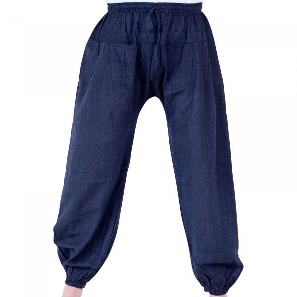 Blaue Ballonhose mit Taschen Handarbeit aus Nepal