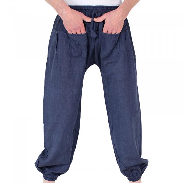 Blaue Ballonhose mit Taschen Handarbeit aus Nepal