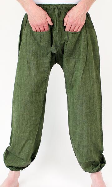 Grüne Ballonhose mit Taschen Handarbeit aus Nepal