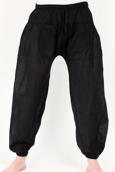 Schwarze Ballonhose mit Taschen Handarbeit aus Nepal