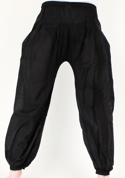 Schwarze Ballonhose mit Taschen Handarbeit aus Nepal