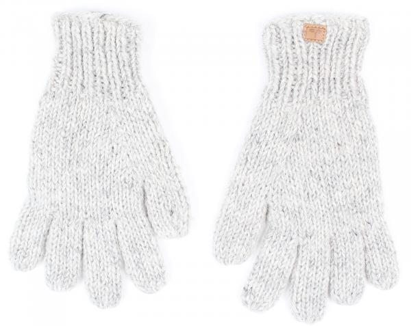 Herrlich warme handgearbeitete graue Fingerhandschuhe Nepal 100% Wolle teilgefleect