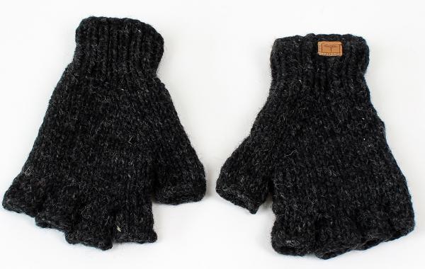 ANTHRAZITFARBENE FINGERLINGE HALBFINGERLINGE 100% WOLLE HANDARBEIT NEPAL