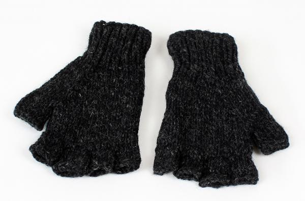 ANTHRAZITFARBENE FINGERLINGE HALBFINGERLINGE 100% WOLLE HANDARBEIT NEPAL