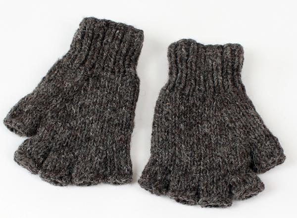 BRAUNE FINGERLINGE HALBFINGERLINGE 100% WOLLE HANDARBEIT NEPAL
