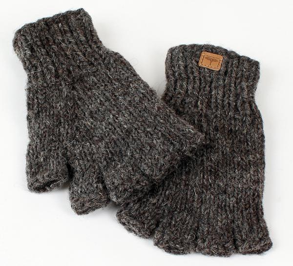 BRAUNE FINGERLINGE HALBFINGERLINGE 100% WOLLE HANDARBEIT NEPAL