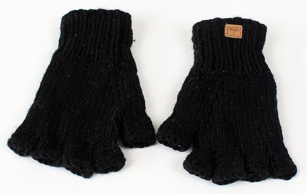 SCHWARZE FINGERLINGE HALBFINGERLINGE 100% WOLLE HANDARBEIT NEPAL