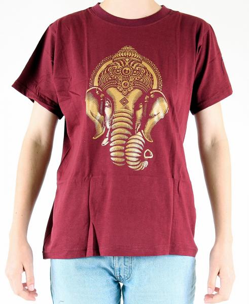 ROTES GANESHA T-SHIRT GRÖßE XL AUS 100% BAUMWOLLE  NEPAL HANDBEDRUCKT
