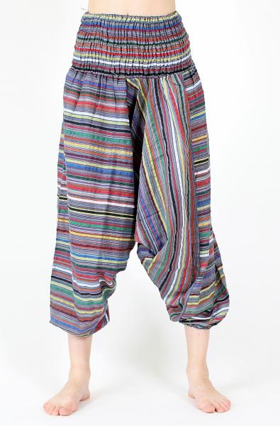 Buntgestreifte Haremshose aus Indien Nr.2 Einheitsgröße Aladinhose Hippie