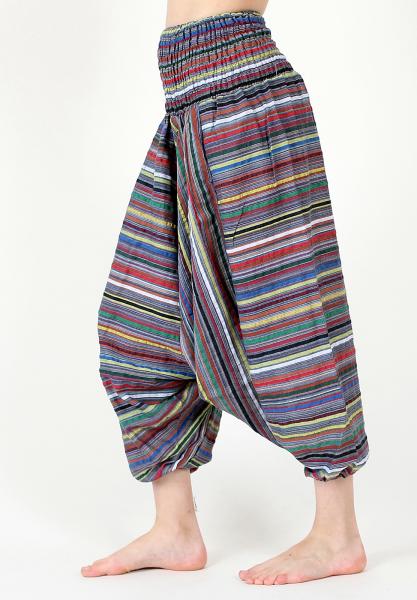 Buntgestreifte Haremshose aus Indien Nr.2 Einheitsgröße Aladinhose Hippie