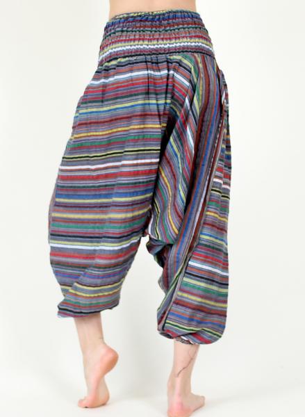 Buntgestreifte Haremshose aus Indien Nr.2 Einheitsgröße Aladinhose Hippie