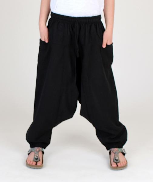 Tolle schwarze Aladin Kinderhose Haremshose Einheitsgröße Handarbeit Nepal