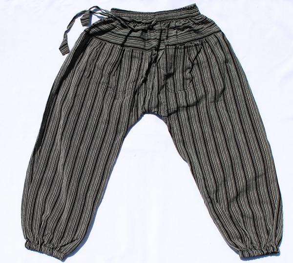 SCHWARZGESTREIFTE ALADIN KINDERHOSE HANDARBEIT NEPAL