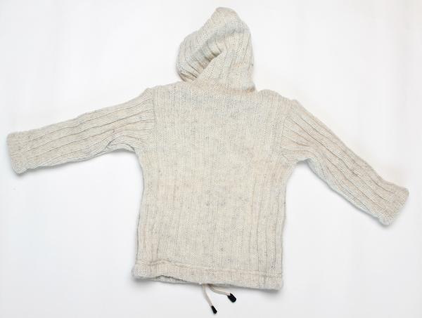 Kleine naturfarbene Kinderwolljacke Größe L 100% Wolle Handarbeit Nepal Hoodie