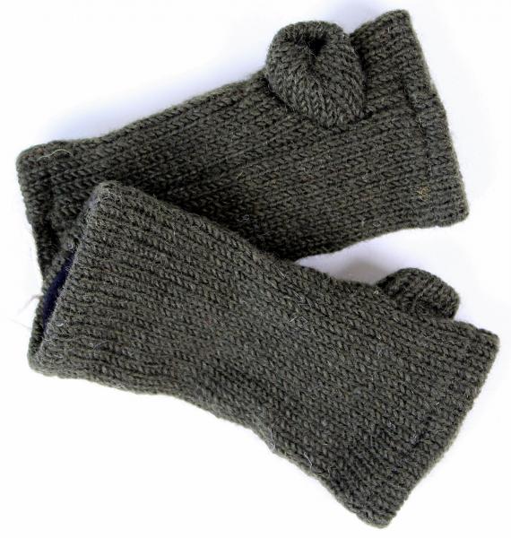 DUNKELGRÜNE KINDER PULSWÄRMER STULPEN HANGESTRICKT 100% WOLLE NEPAL HANDWARMER