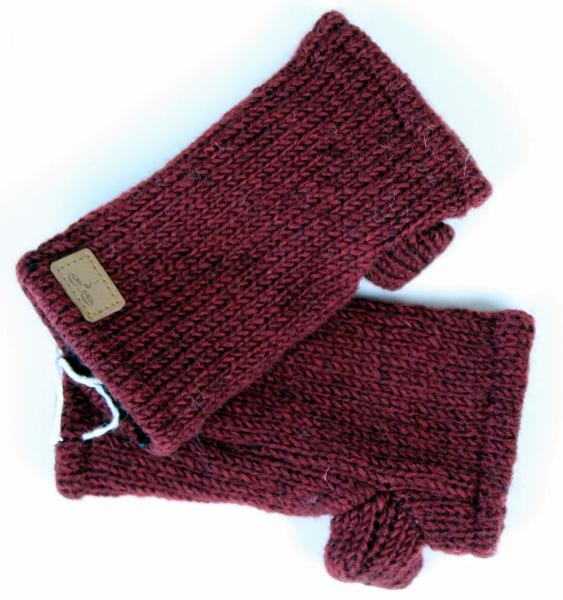 DUNKELROTE KINDER PULSWÄRMER STULPEN HANGESTRICKT 100% WOLLE NEPAL HANDWARMER