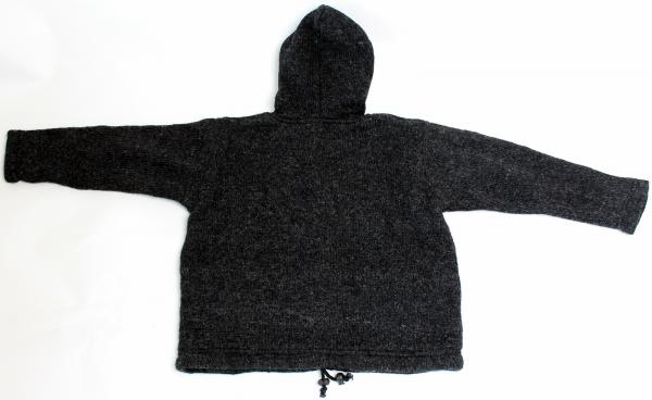 ANTHRAZITFARBENE KINDERWOLLJACKE GRÖßE L 100% SCHAFSWOLLE HANDARBEIT AUS NEPAL