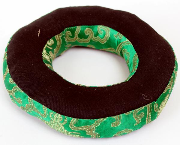MITTLERES GRÜNES KLANGSCHALENKISSEN RING DONUT HANDARBEIT BROKAT NEPAL