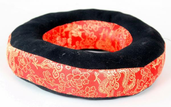 GROßES ROTES KLANGSCHALENKISSEN RING DONUT HANDARBEIT BROKAT NEPAL