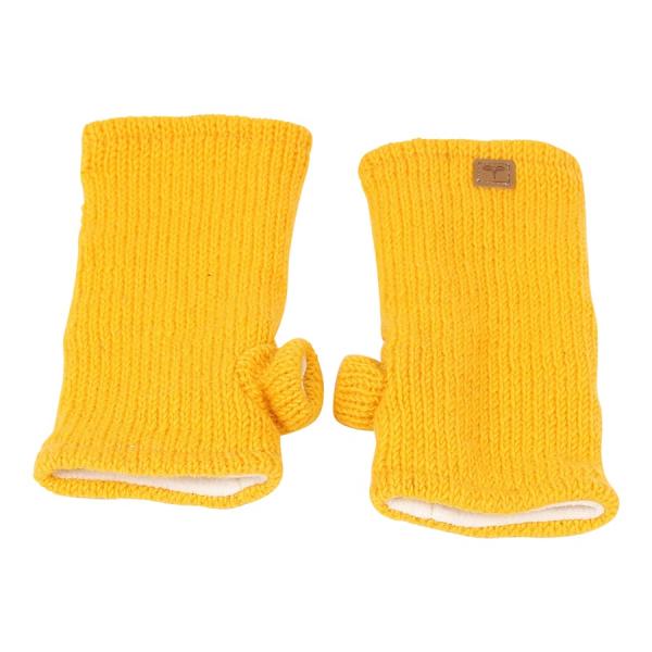 GELBE PULSWÄRMER STULPEN HANGESTRICKT 100% SCHAFSWOLLE
