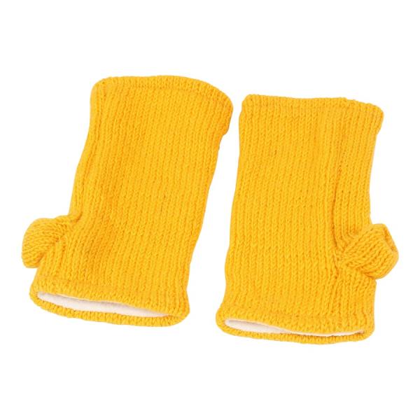 GELBE PULSWÄRMER STULPEN HANGESTRICKT 100% SCHAFSWOLLE