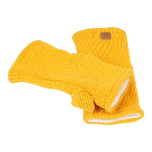GELBE PULSWÄRMER STULPEN HANGESTRICKT 100% SCHAFSWOLLE