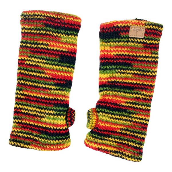 BUNTE PULSWÄRMER STULPEN HANGESTRICKT 100% SCHAFSWOLLE