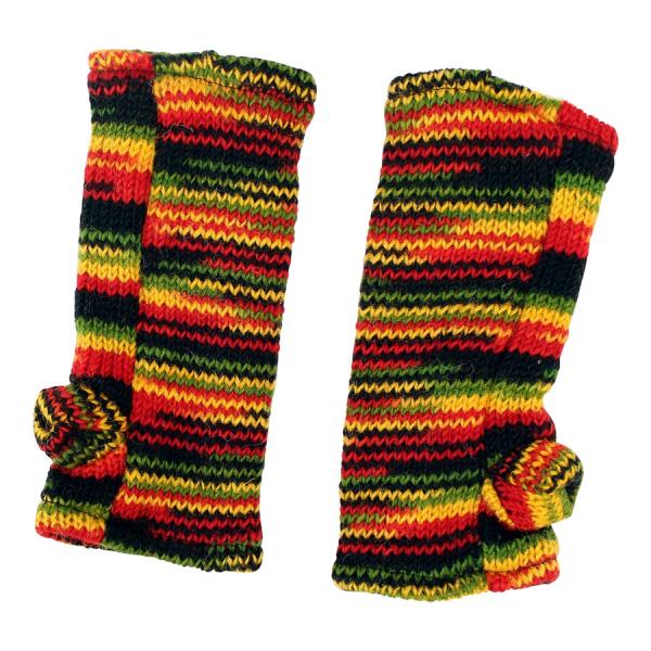 BUNTE PULSWÄRMER STULPEN HANGESTRICKT 100% SCHAFSWOLLE