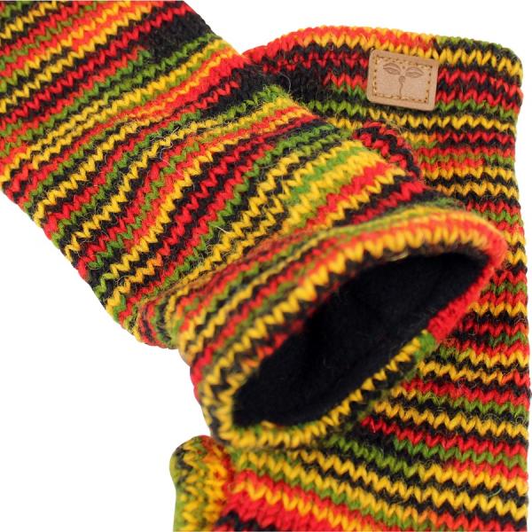 BUNTE PULSWÄRMER STULPEN HANGESTRICKT 100% SCHAFSWOLLE