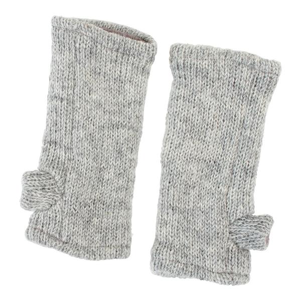 GRAUE PULSWÄRMER STULPEN HANGESTRICKT 100% SCHAFSWOLLE
