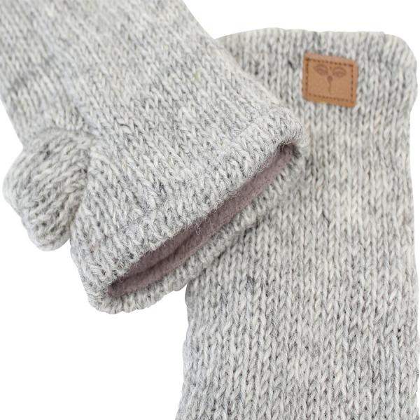 GRAUE PULSWÄRMER STULPEN HANGESTRICKT 100% SCHAFSWOLLE