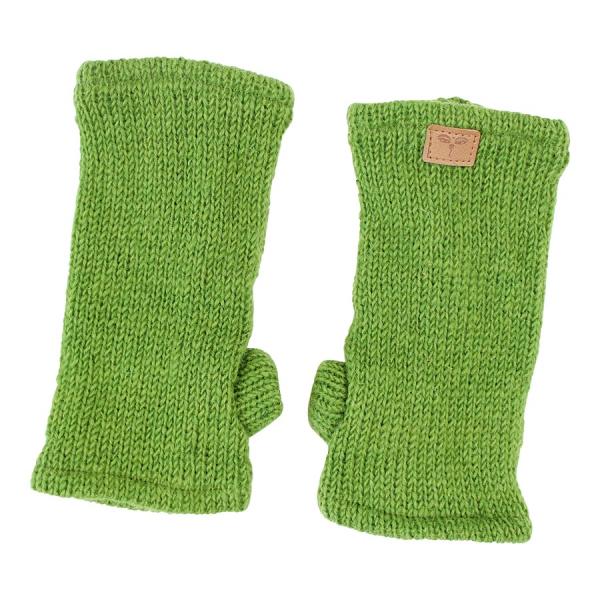 HELLGRÜNE PULSWÄRMER STULPEN HANGESTRICKT 100% SCHAFSWOLLE