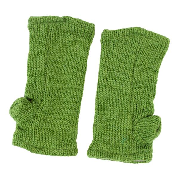 HELLGRÜNE PULSWÄRMER STULPEN HANGESTRICKT 100% SCHAFSWOLLE