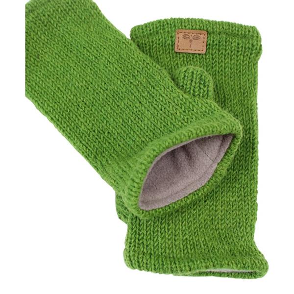HELLGRÜNE PULSWÄRMER STULPEN HANGESTRICKT 100% SCHAFSWOLLE