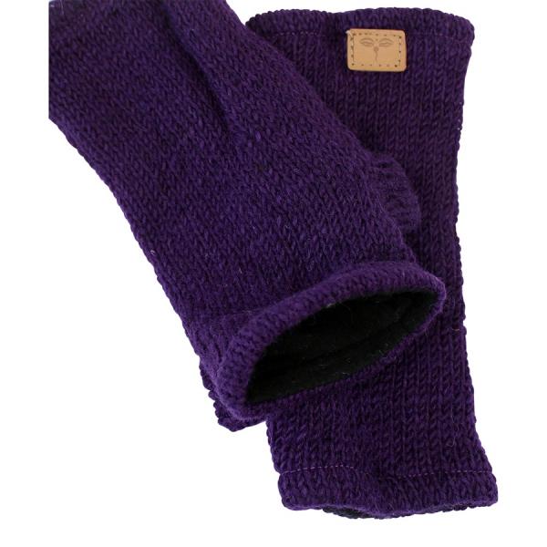 LILA PULSWÄRMER STULPEN HANGESTRICKT 100% SCHAFSWOLLE