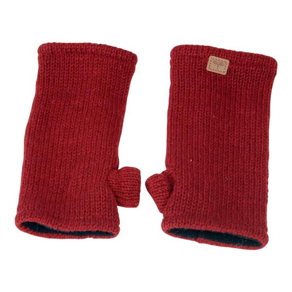 Rote Pulswärmer Stulpen handgestrickt 100% Schafswolle mit Daumen aus Nepal