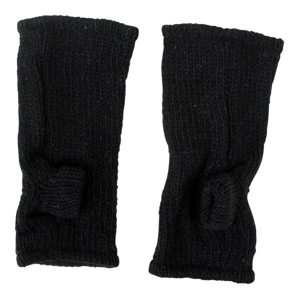 SCHWARZE PULSWÄRMER STULPEN HANGESTRICKT 100% SCHAFSWOLLE