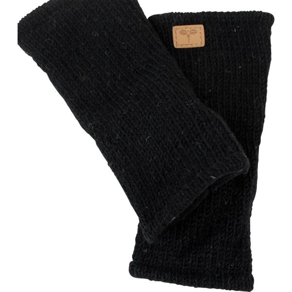 SCHWARZE PULSWÄRMER STULPEN HANGESTRICKT 100% SCHAFSWOLLE