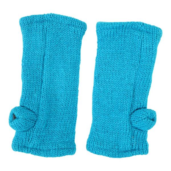 Türkis Pulswärmer Stulpen handgestrickt 100% Schafswolle mit Daumen aus Nepal