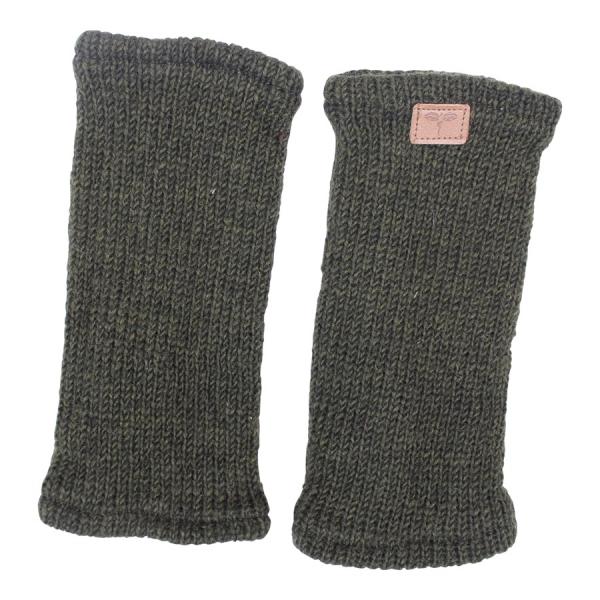 DUNKELGRÜNE PULSWÄRMER STULPEN HANGESTRICKT 100% SCHAFSWOLLE ohne Daumen