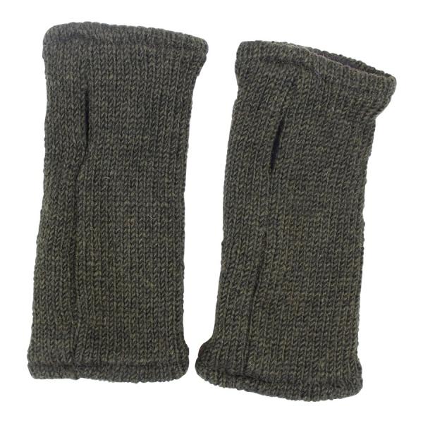 DUNKELGRÜNE PULSWÄRMER STULPEN HANGESTRICKT 100% SCHAFSWOLLE ohne Daumen