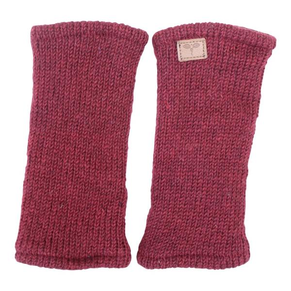 DUNKELROTE PULSWÄRMER STULPEN HANGESTRICKT 100% SCHAFSWOLLE ohne Daumen
