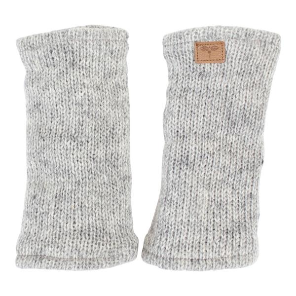 GRAUE PULSWÄRMER STULPEN HANGESTRICKT 100% SCHAFSWOLLE ohne Daumen
