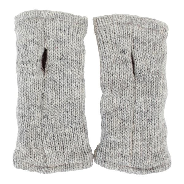 GRAUE PULSWÄRMER STULPEN HANGESTRICKT 100% SCHAFSWOLLE ohne Daumen